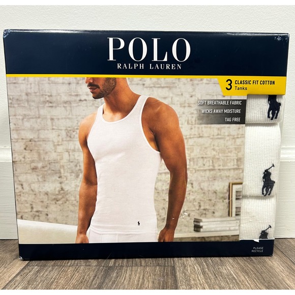 Polo Ralph Lauren Other - Polo Ralph Lauren 3 Classic Fit Cotton Tanks Men Size Large White Pony New